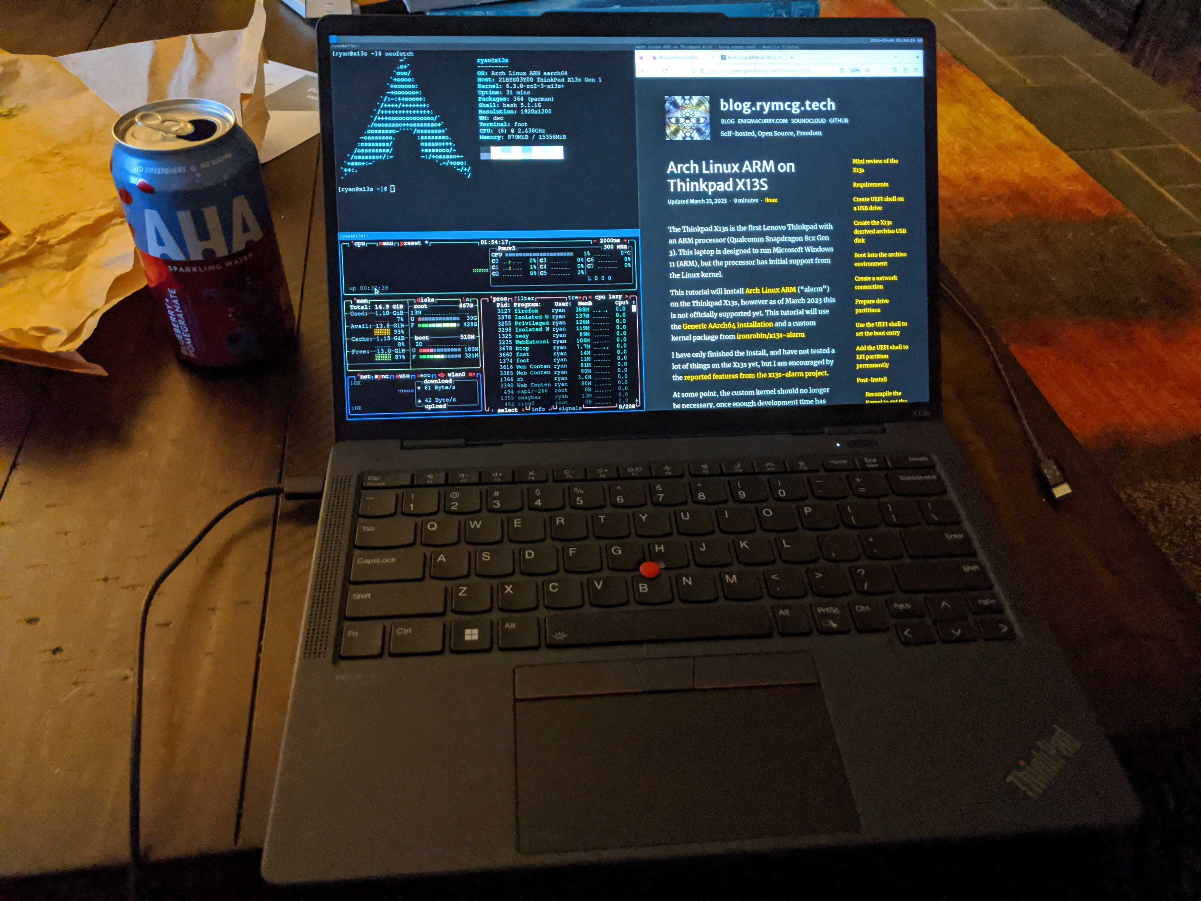 Thinkpad X13S running Arch Linux ARM